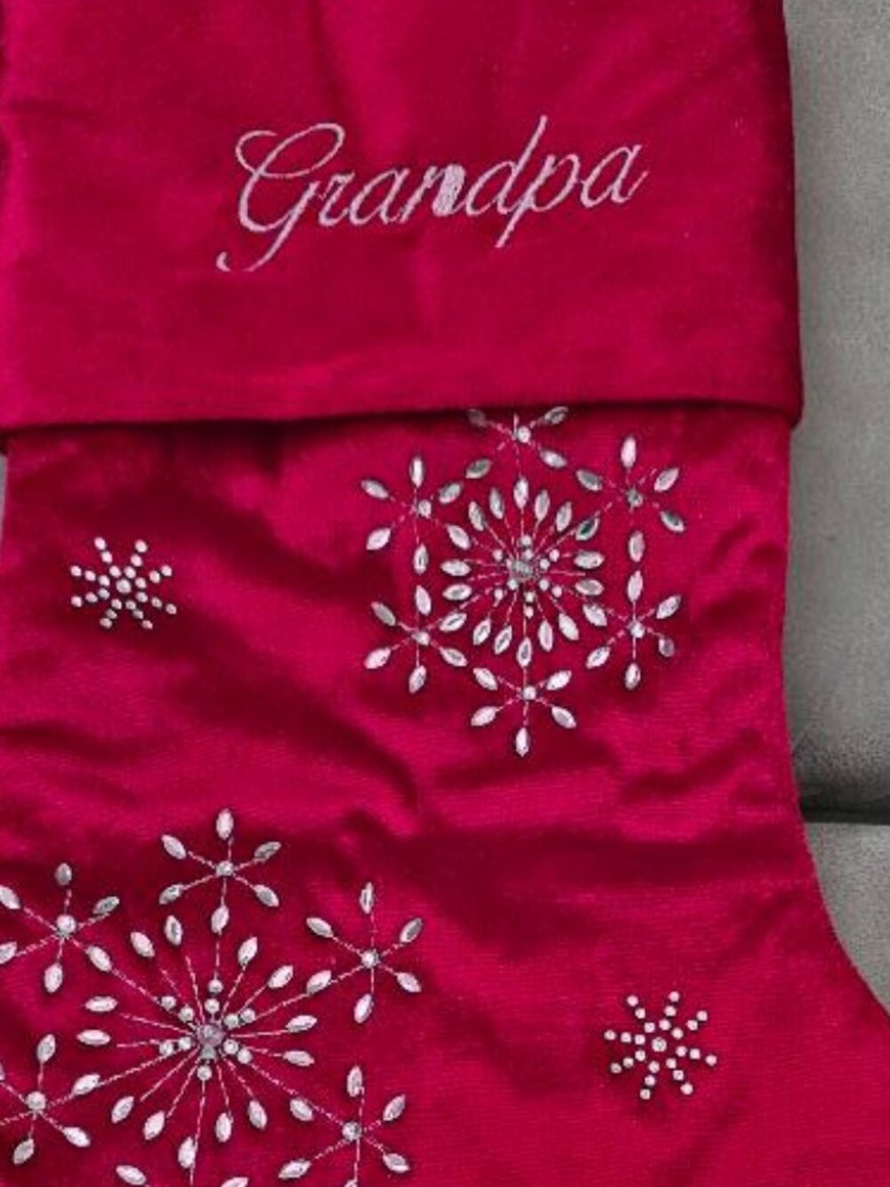 "Grandpa Christmas Stocking" - New - Red